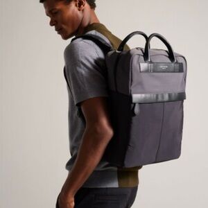 Ted Baker Warp Top Handle Canvas & Leather Backpack, Os, Black